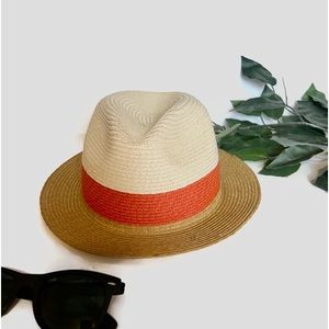 Paper Fedora San Diego Hat Co. Three Tone Tan Beige Orange EUC